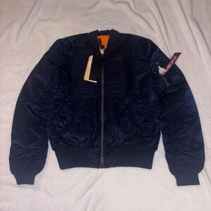 Alpha Industries MA-1 Slim Fit Jacket Replica Blue Size Medium New With Tags